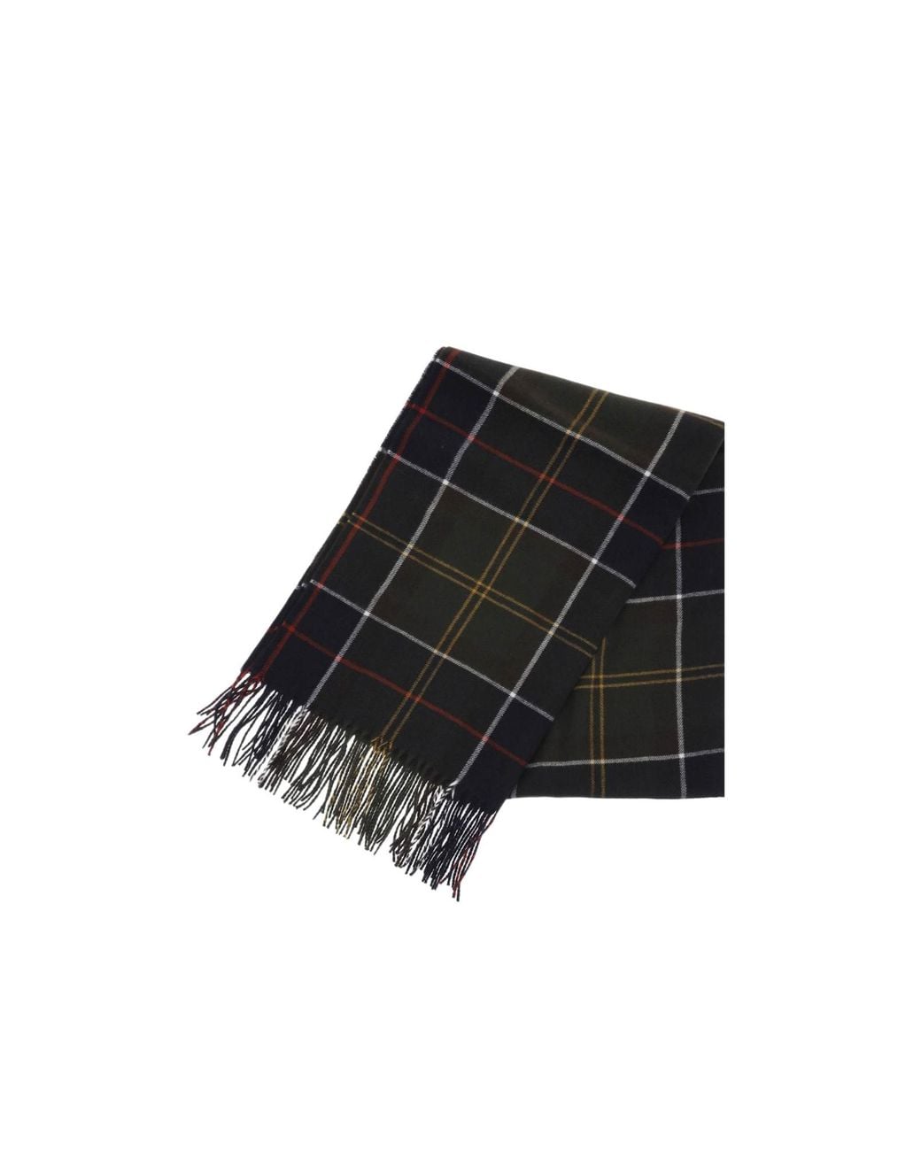 Barbour Black Check-Pattern Fringed Scarf