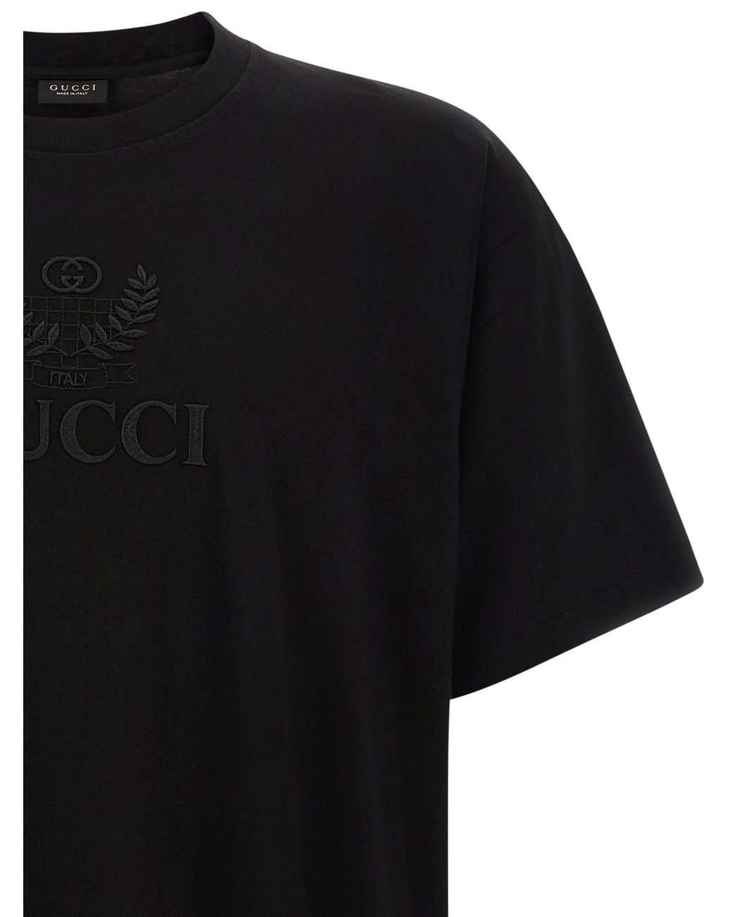 Gucci Black Embroidery Jersey T-Shirt for men