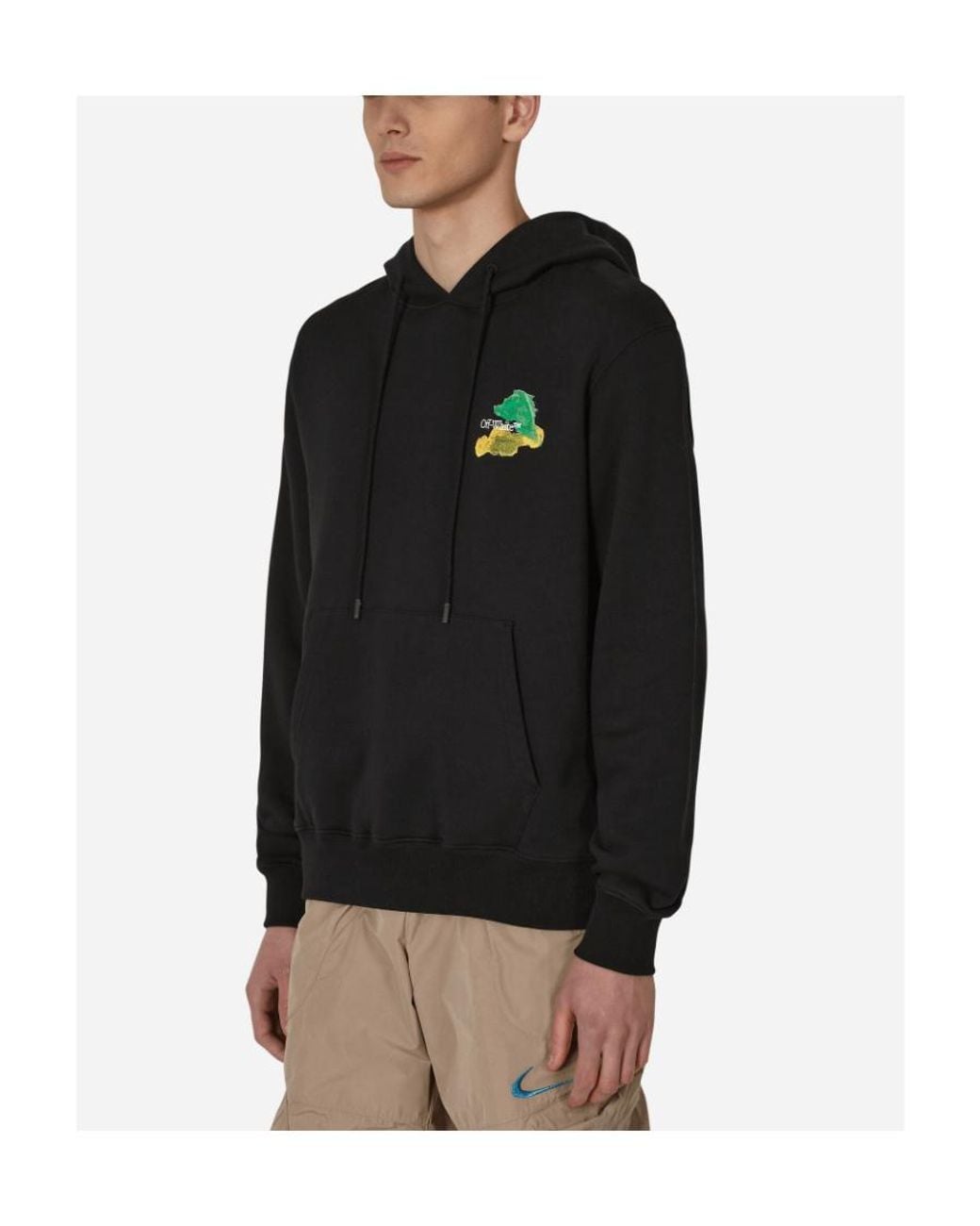 Off-White c/o Virgil Abloh Black Brush Arrow Cotton Hoodie for men