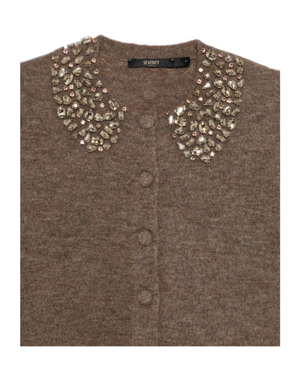 Seventy Brown Rhinestone-Embellished Knit Top