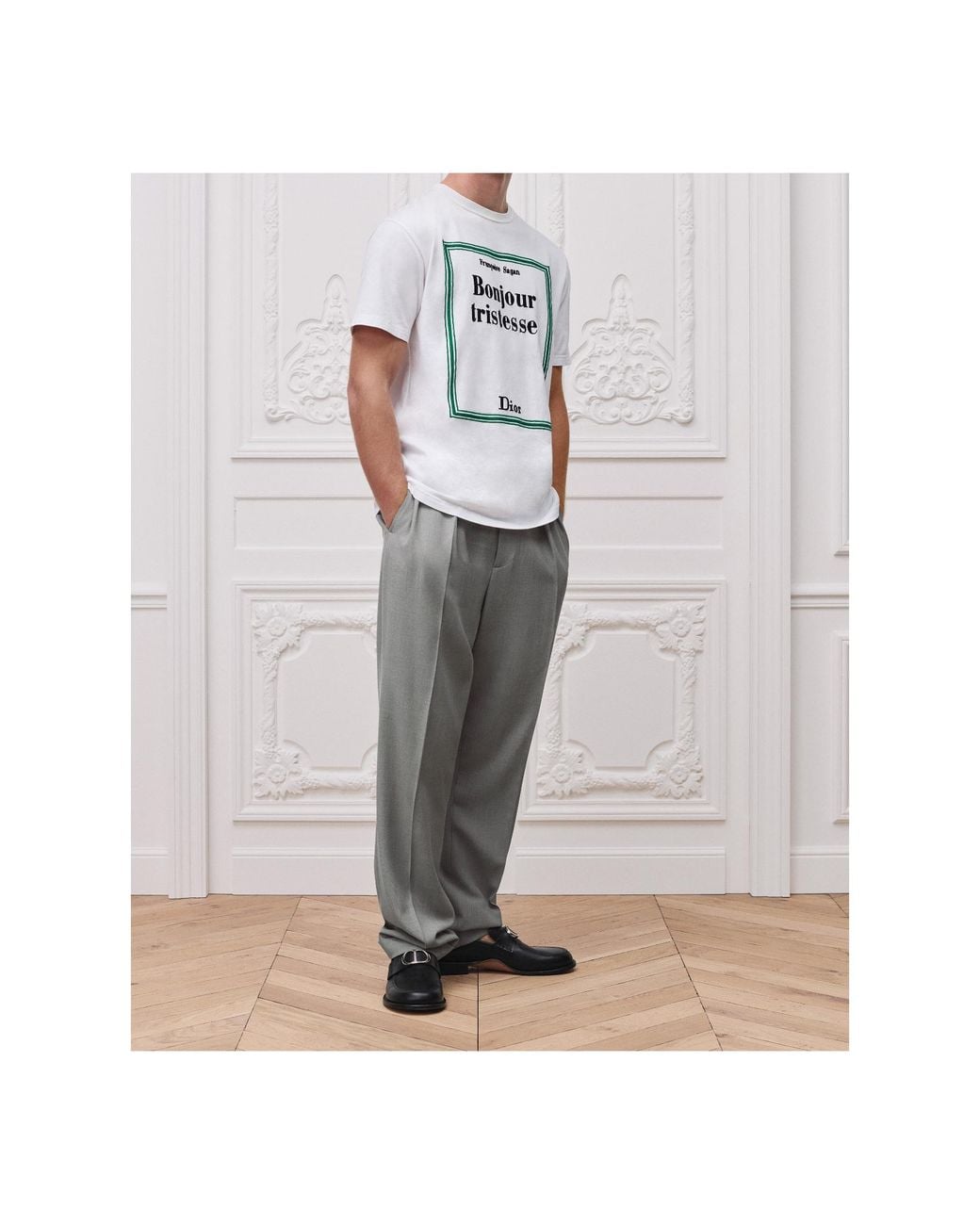 Dior Gray T-Shirt With Book Cover Embroidery, Relaxed Fit for men