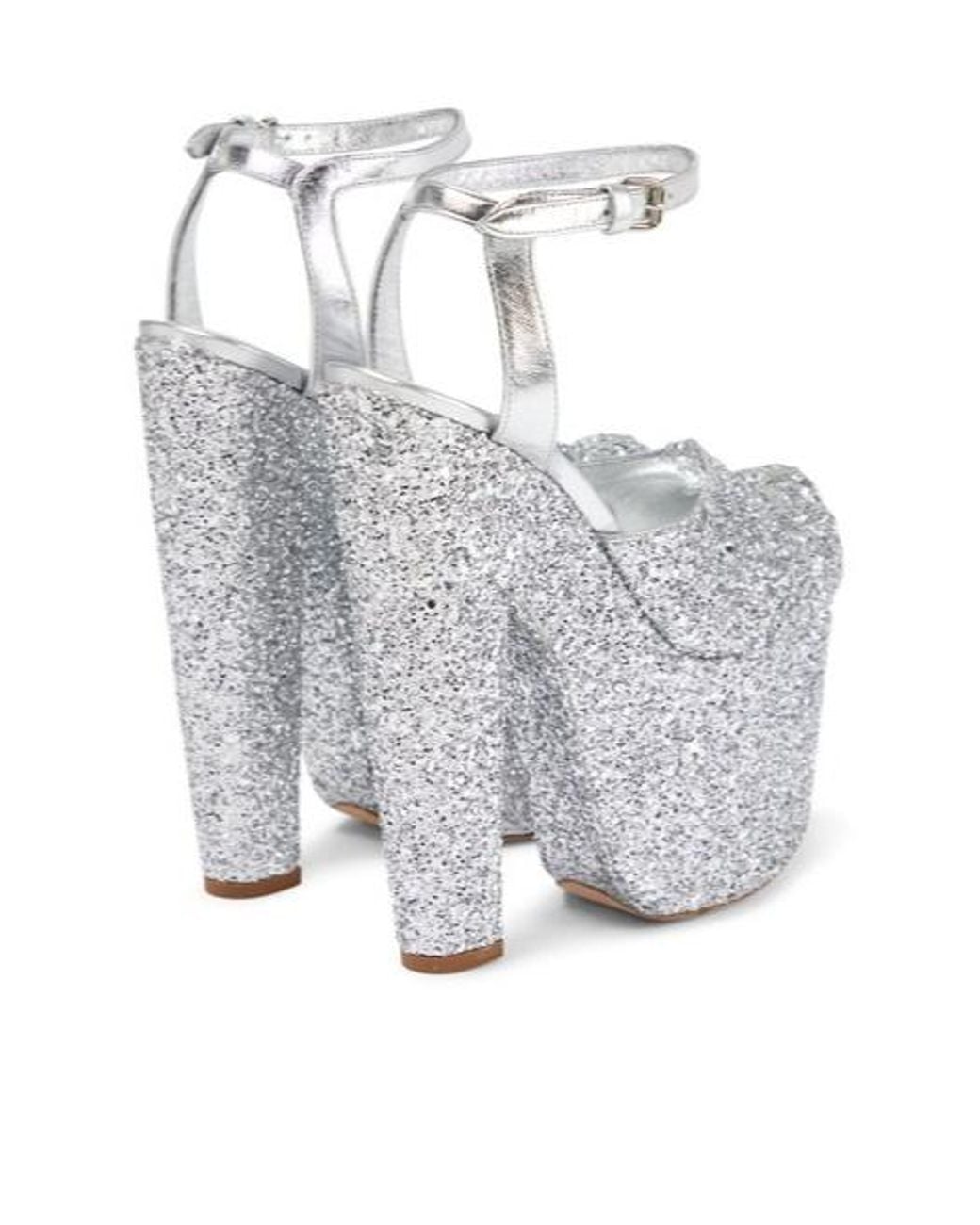 Giambattista Valli Gray Glitter Platform Sandals