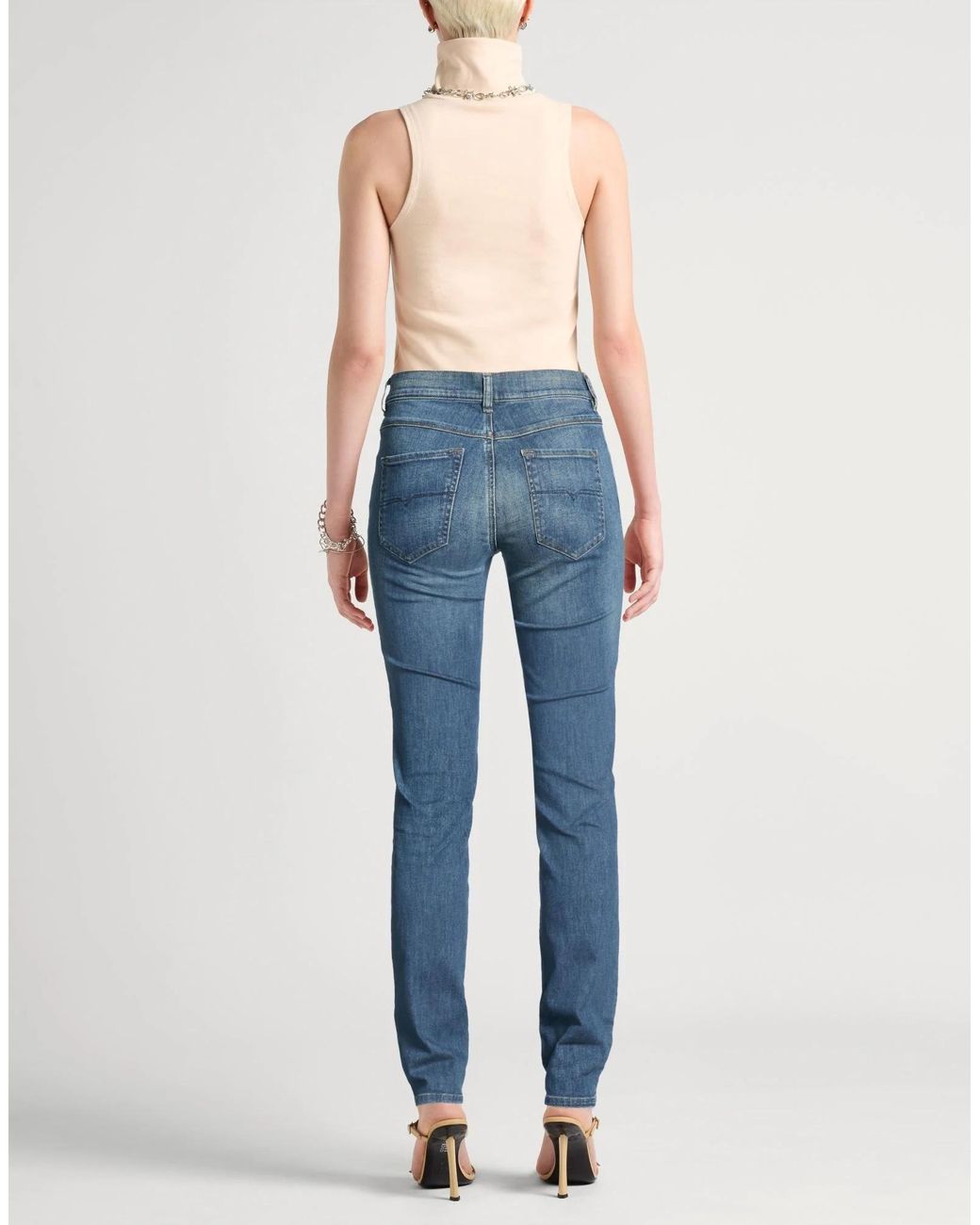 DIESEL Blue Mid-Rise Tapered Jeans