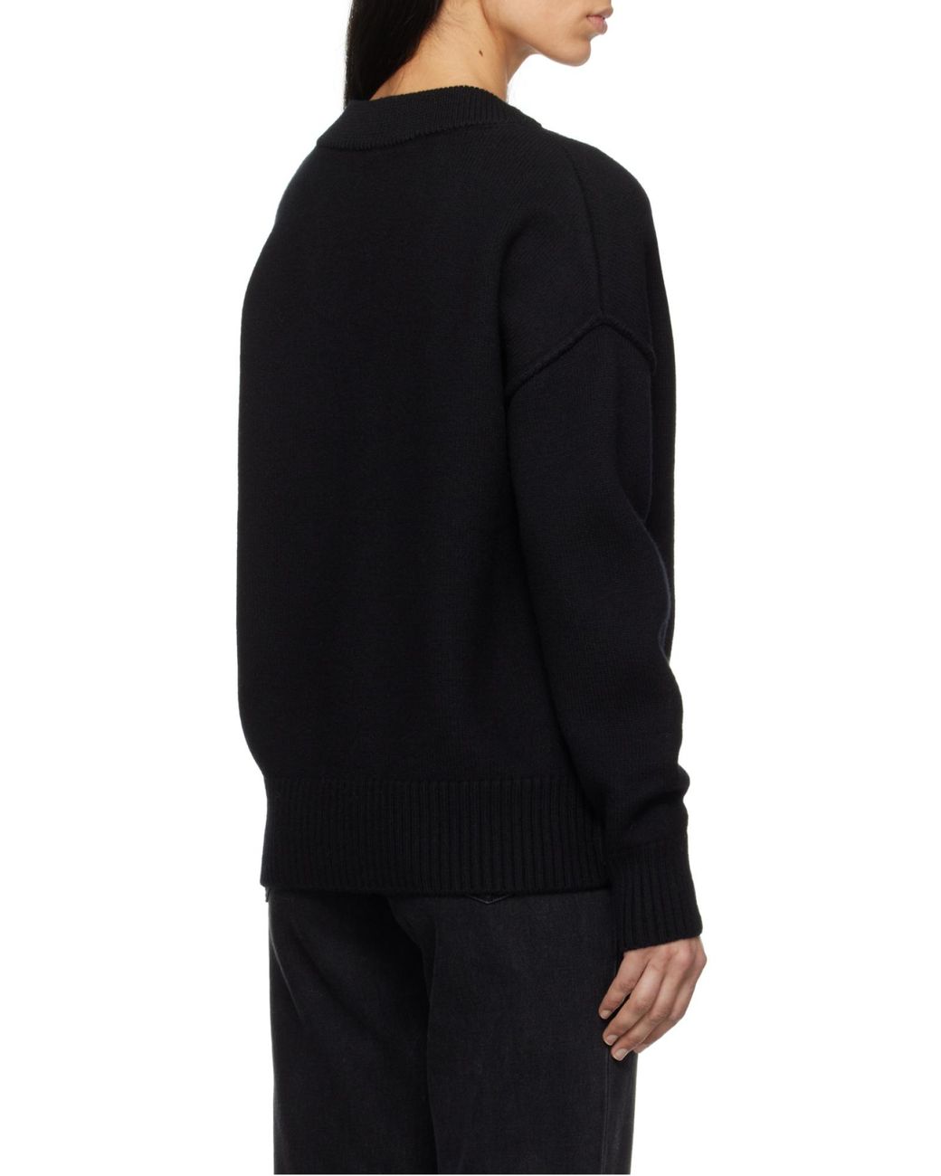 AMI Black Ami De Coeur V-Neck Cardigan for men