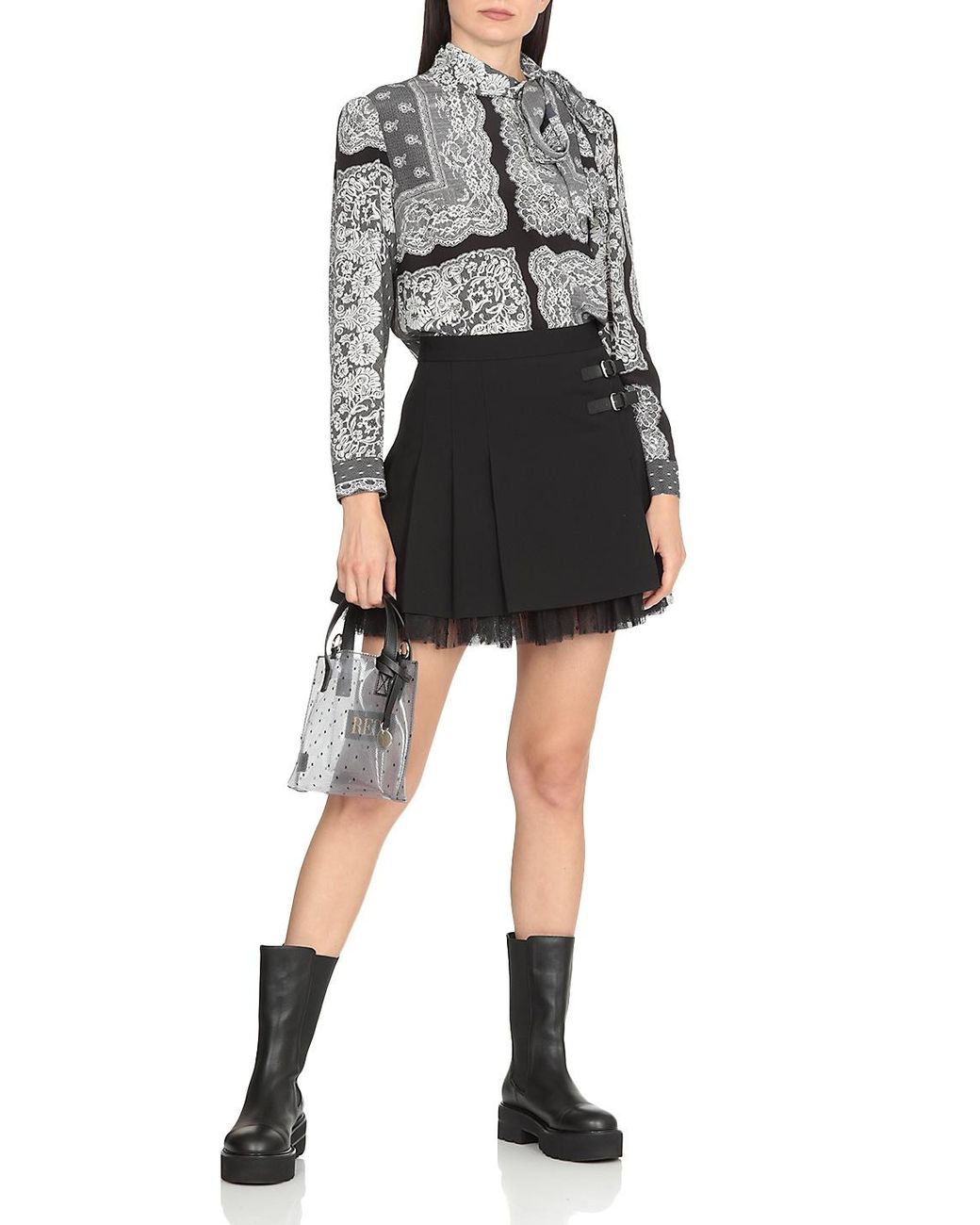 RED Valentino Gray Bow Tie Shirt