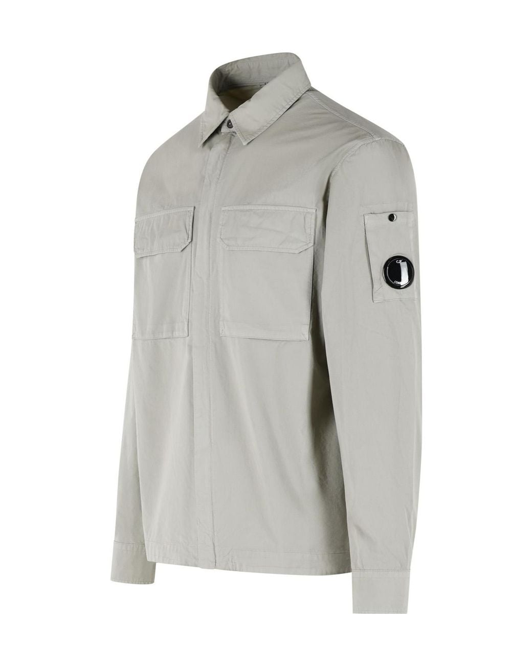 C P Company Gray Lens Button-Up Overshirt for men