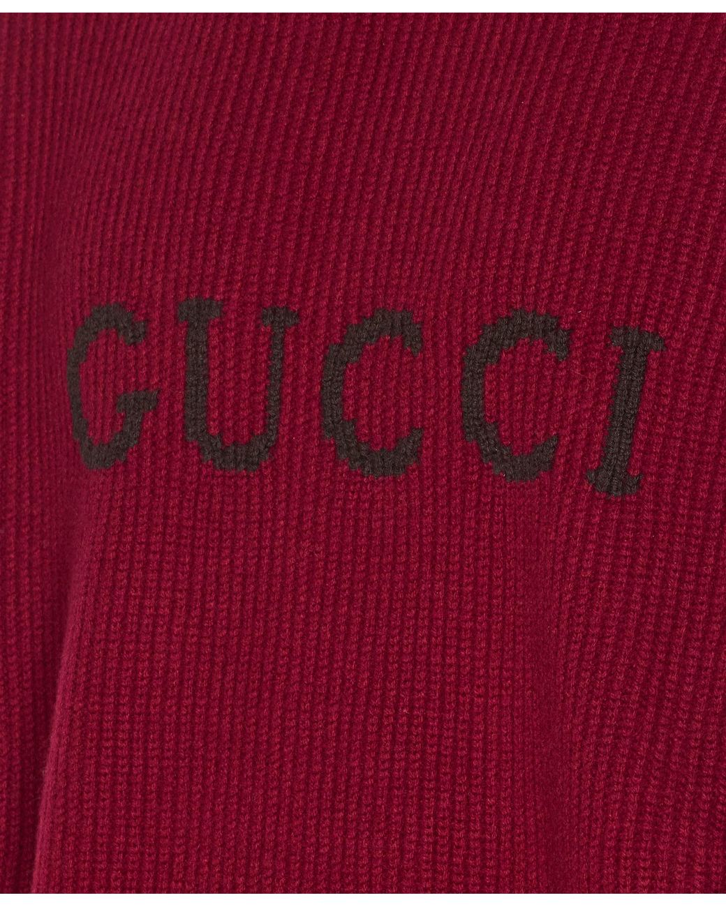 Gucci Red Gg Intarsia Knit Jumper for men