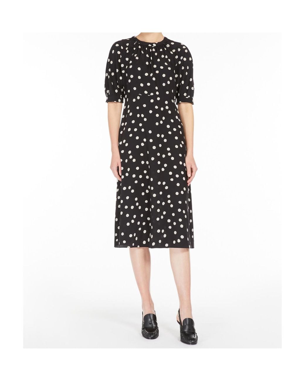 Max Mara Black 'S Demetra Polka Dot Printed Dress
