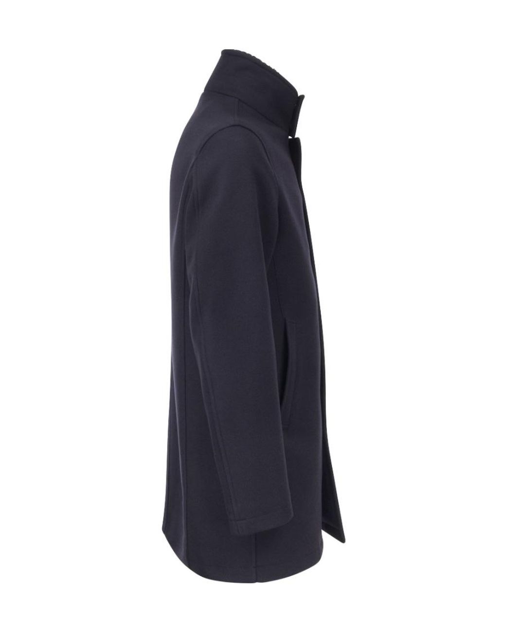Herno Blue High-Neck Single-Breasted Coat for men