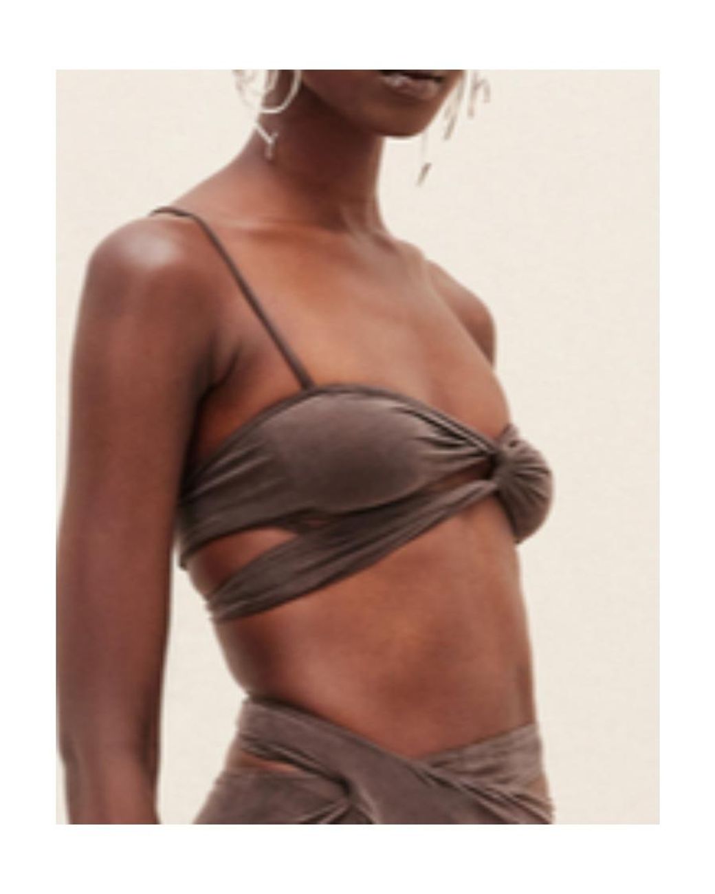 Jacquemus Brown Asymmetric Twisted Bandeau