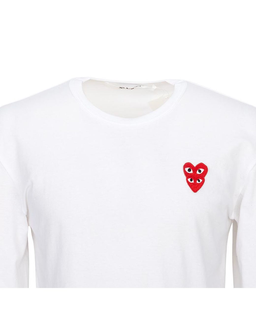 Comme des Garçons White Comme Des Garçons Play Heart-Patch Long Sleeved T-Shirt for men