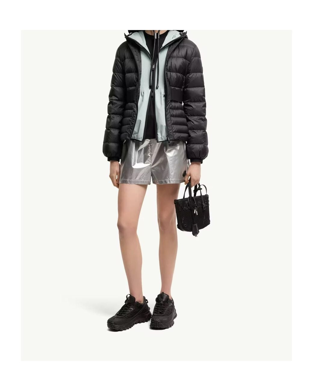 Moncler Black Very Mesh Leather Tote Bag