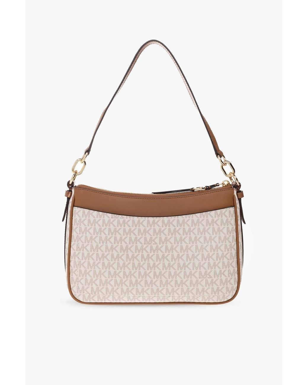 Michael Kors White Michael Jet Set Medium Logo Shoulder Bag
