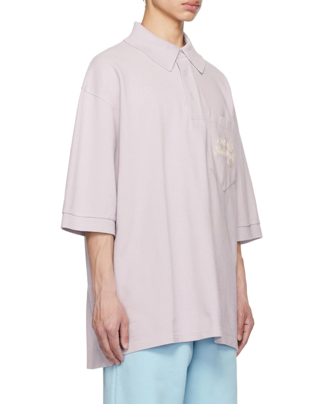 Acne Purple Logo Embroidered Polo Shirt for men