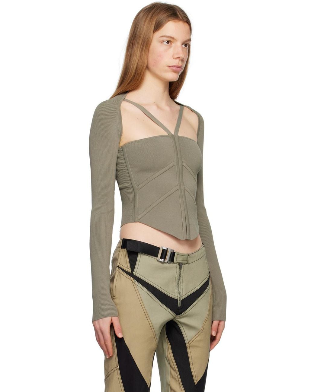 Dion Lee Natural Square-Neck Corset-Style Top