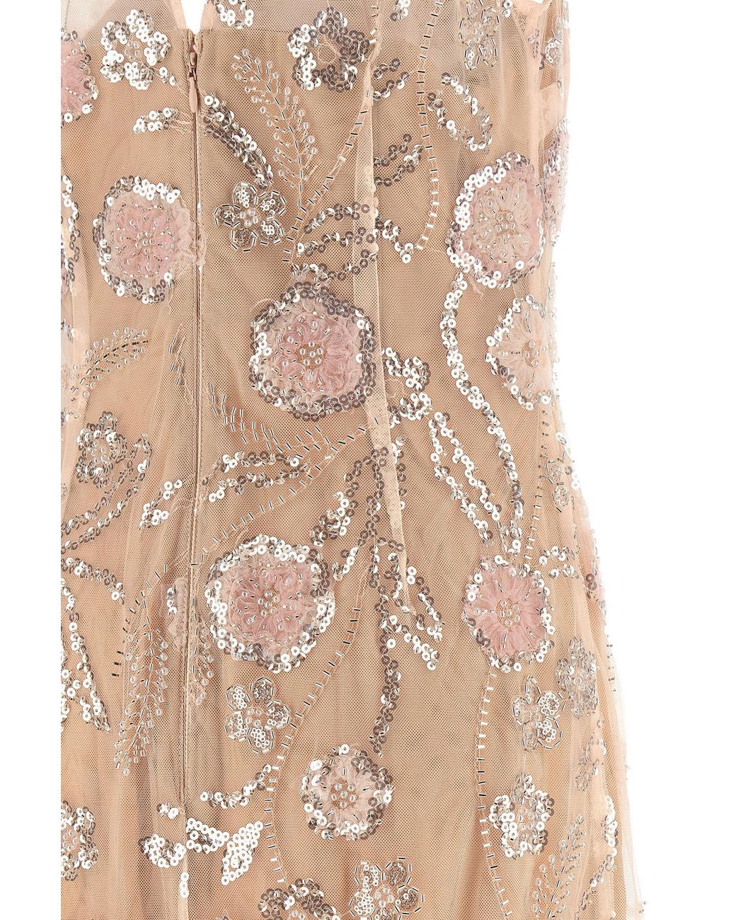 Self-Portrait Natural Flower Sequin Embellished Midi Dress