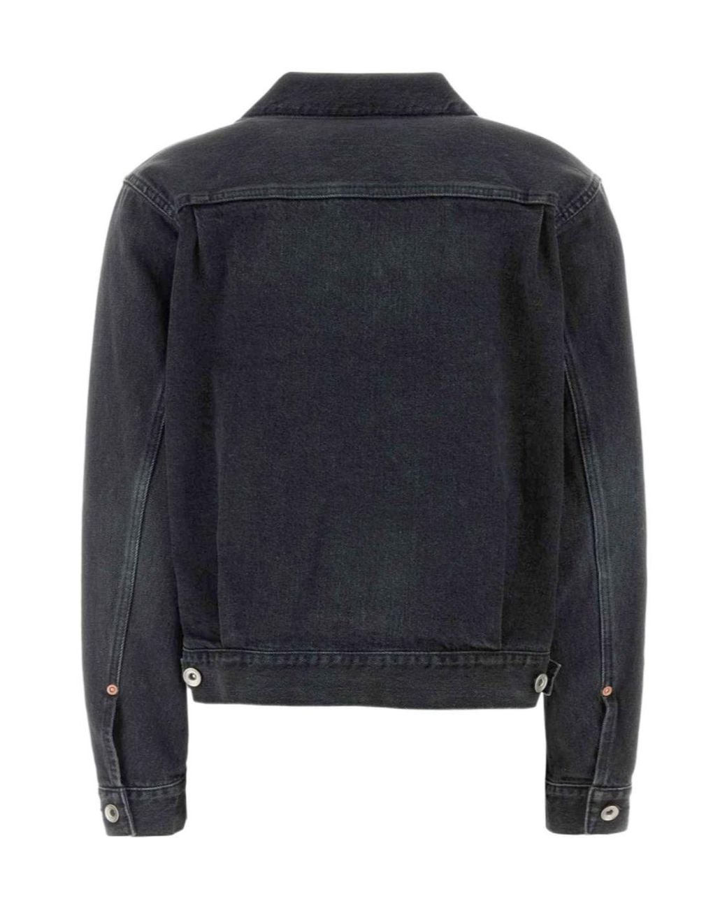 Sacai Black Double-Breasted Denim Jacket
