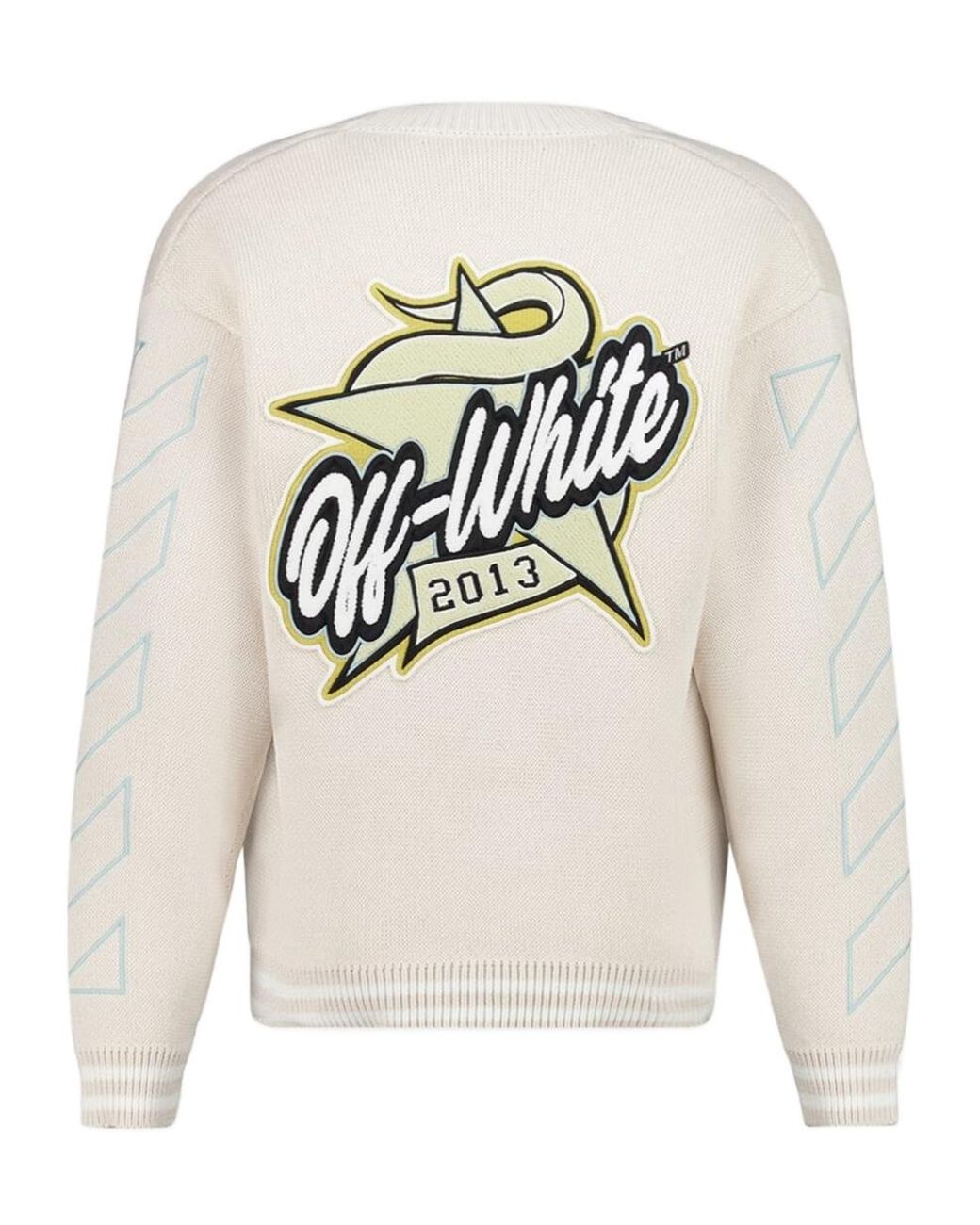 Off-White c/o Virgil Abloh White Star Logo Diagonal Varsity Knit Cardigan for men