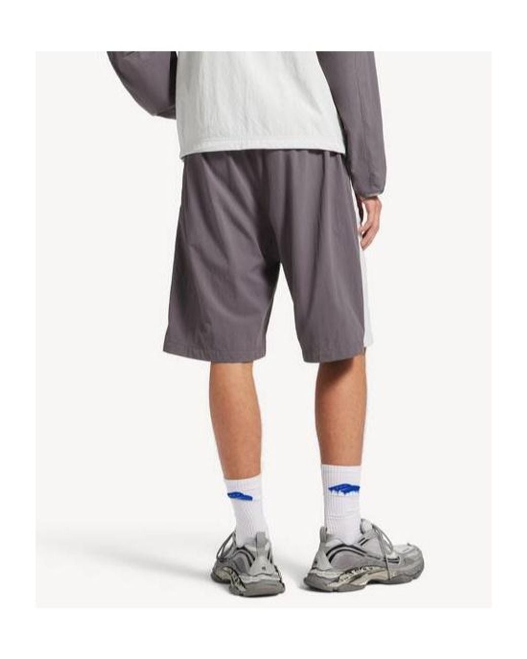 Balenciaga White Logo Embroidered Shorts for men