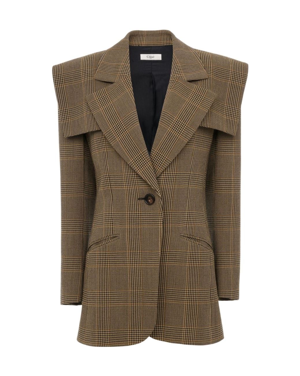 Chloé Green Chloé Detachable Scarf Checked Blazer