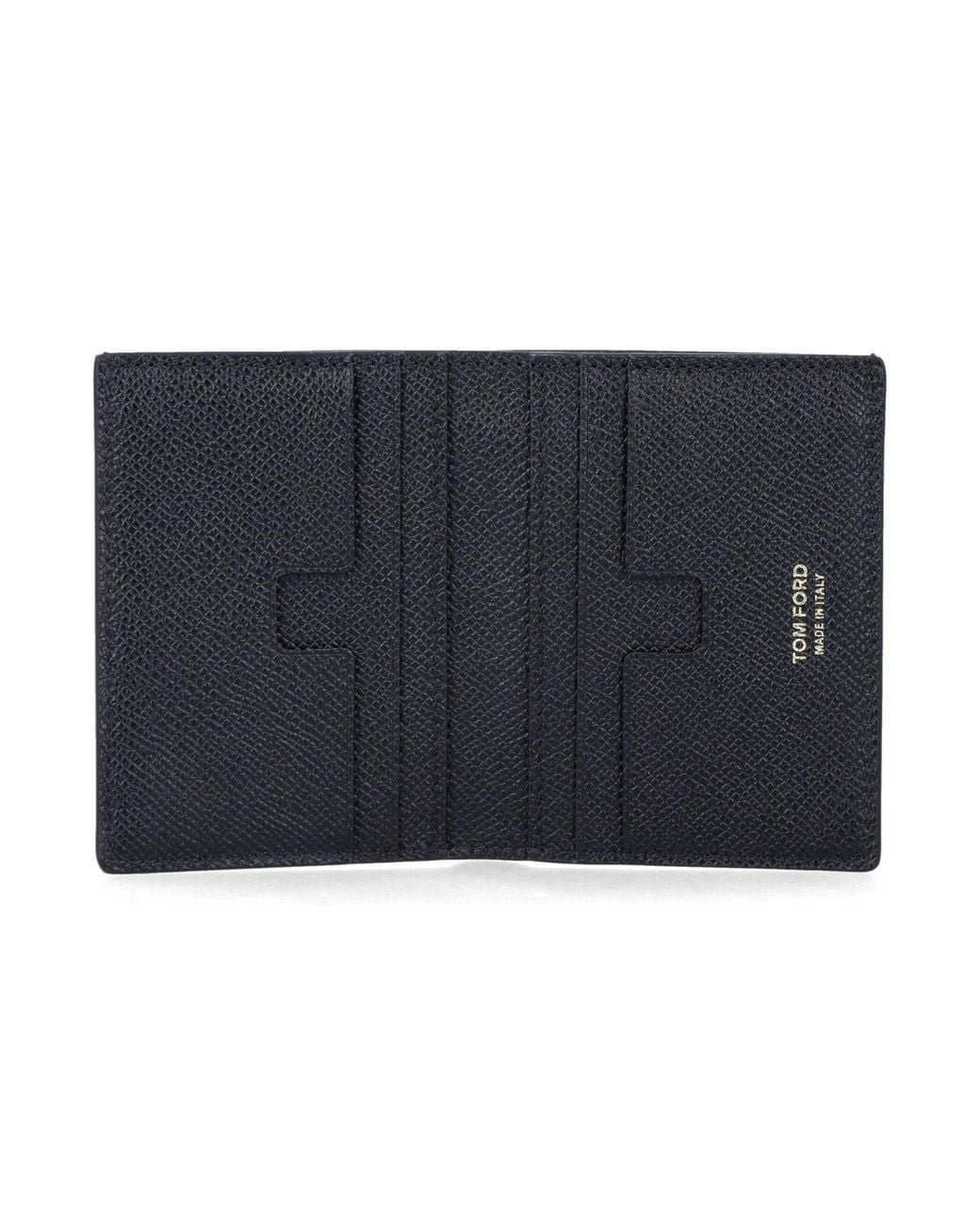 Tom Ford Blue Logo Plaque Bi-Fold Card Holder for men