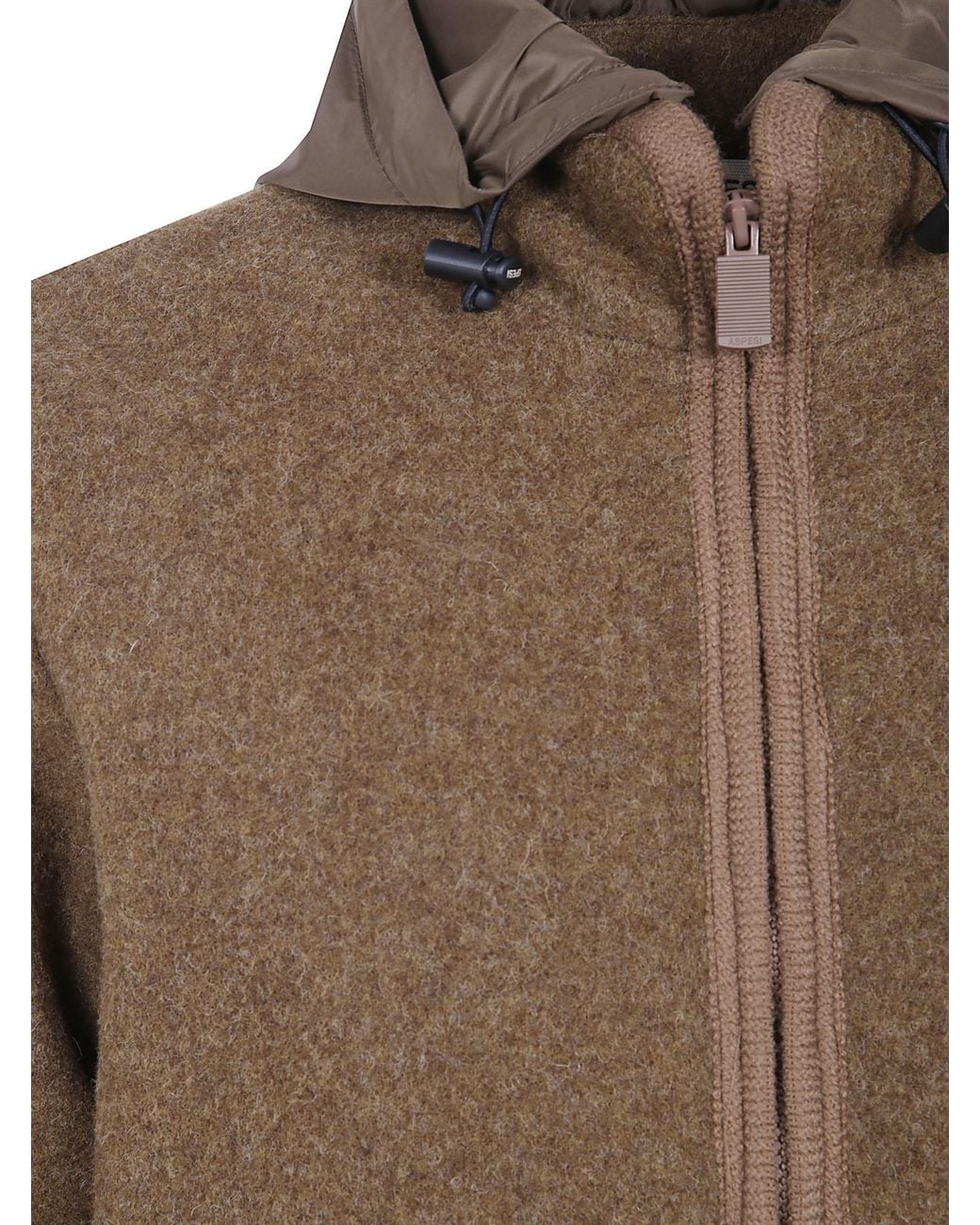 Aspesi Brown Long-Sleeved Hooded Jacket for men