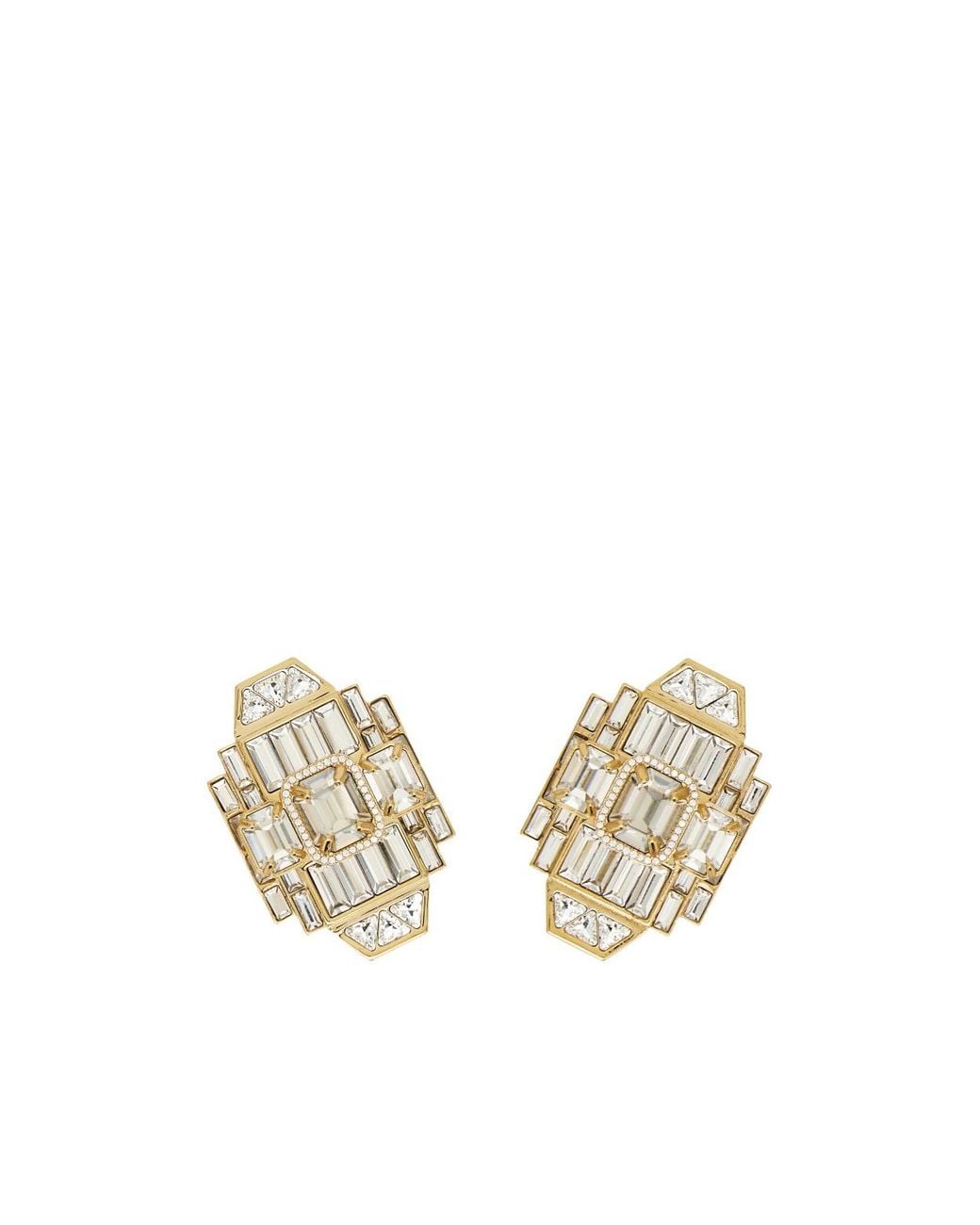 Ferragamo Metallic Ferragamo Eyewear Geometric Crystal Clip-On Earrings