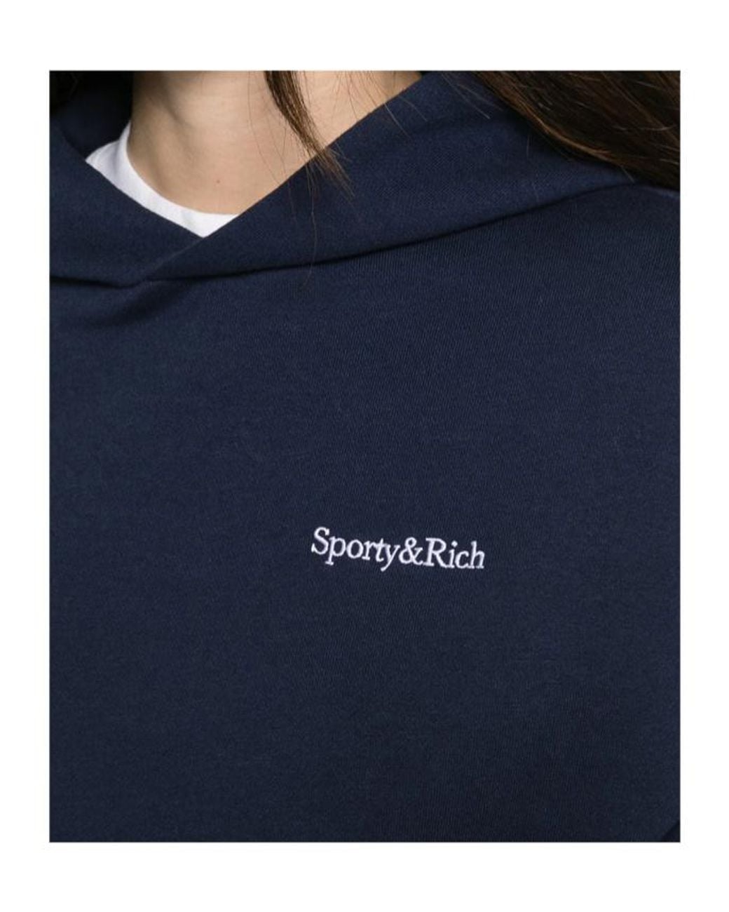 Sporty & Rich Blue Long-Sleeved Hooded Sweatshirt
