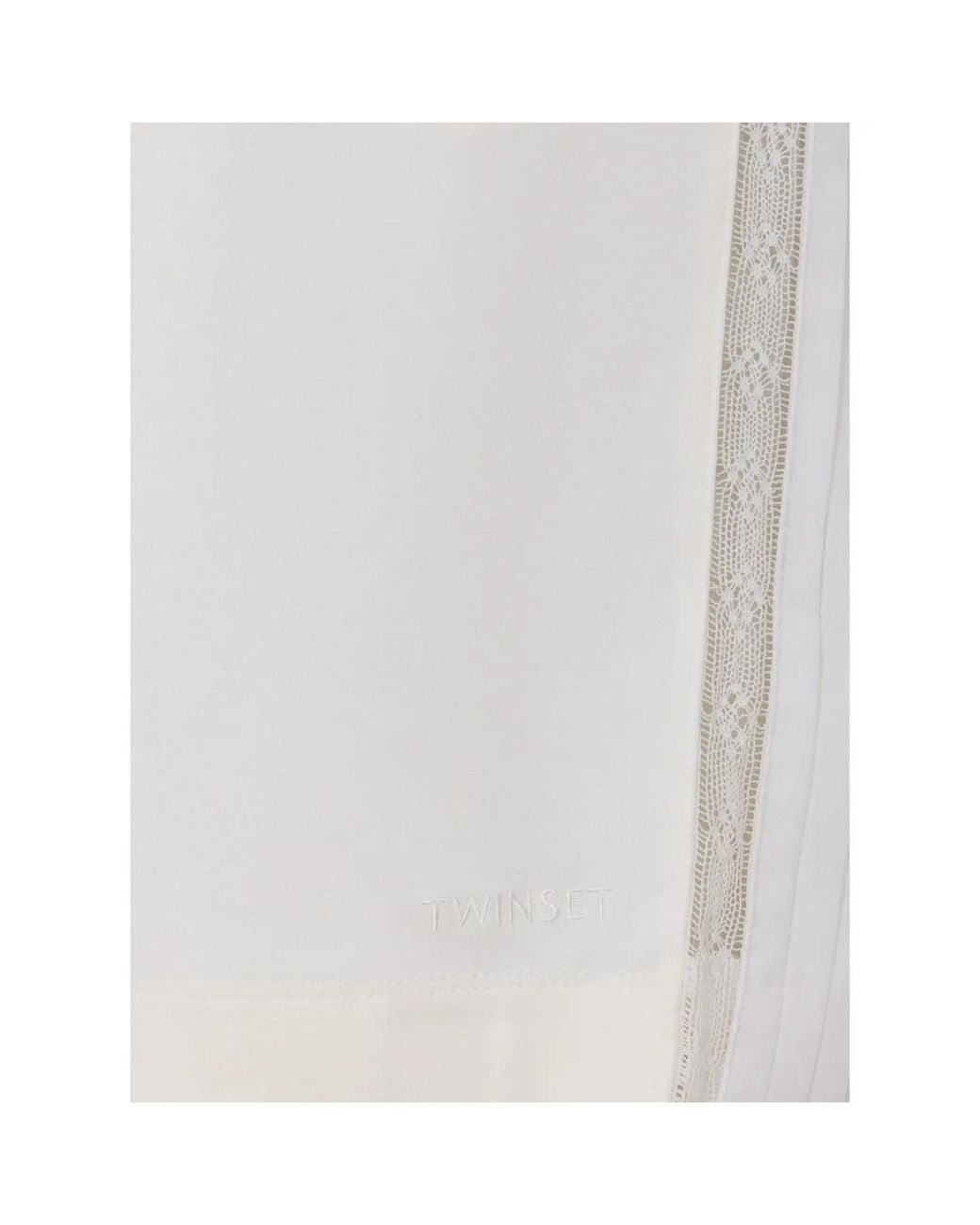 Twinset White Pleated Lace Detailed Short Dress