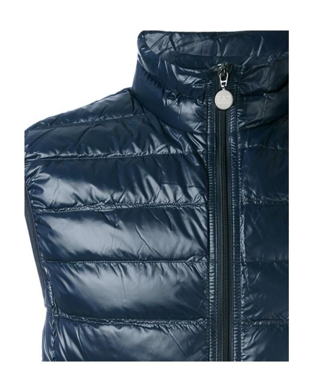 EA7 Blue Logo Printed Zipped Gilet for men
