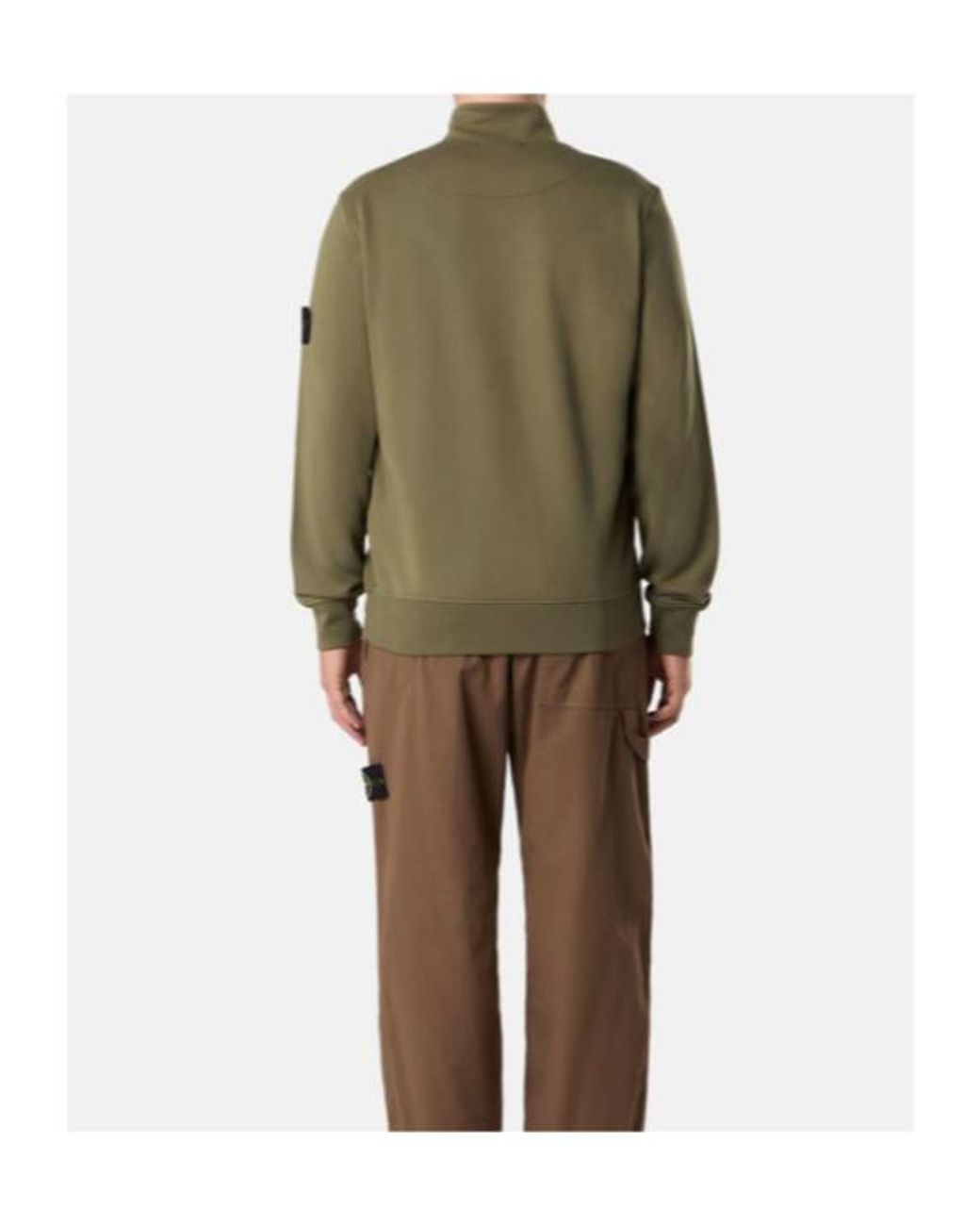 Stone Island Green Half-Zip Logo Sweatshirt for men