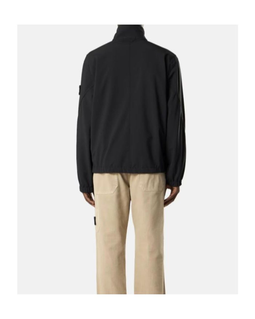 Stone Island Black High Neck Zip-Up Jacket for men