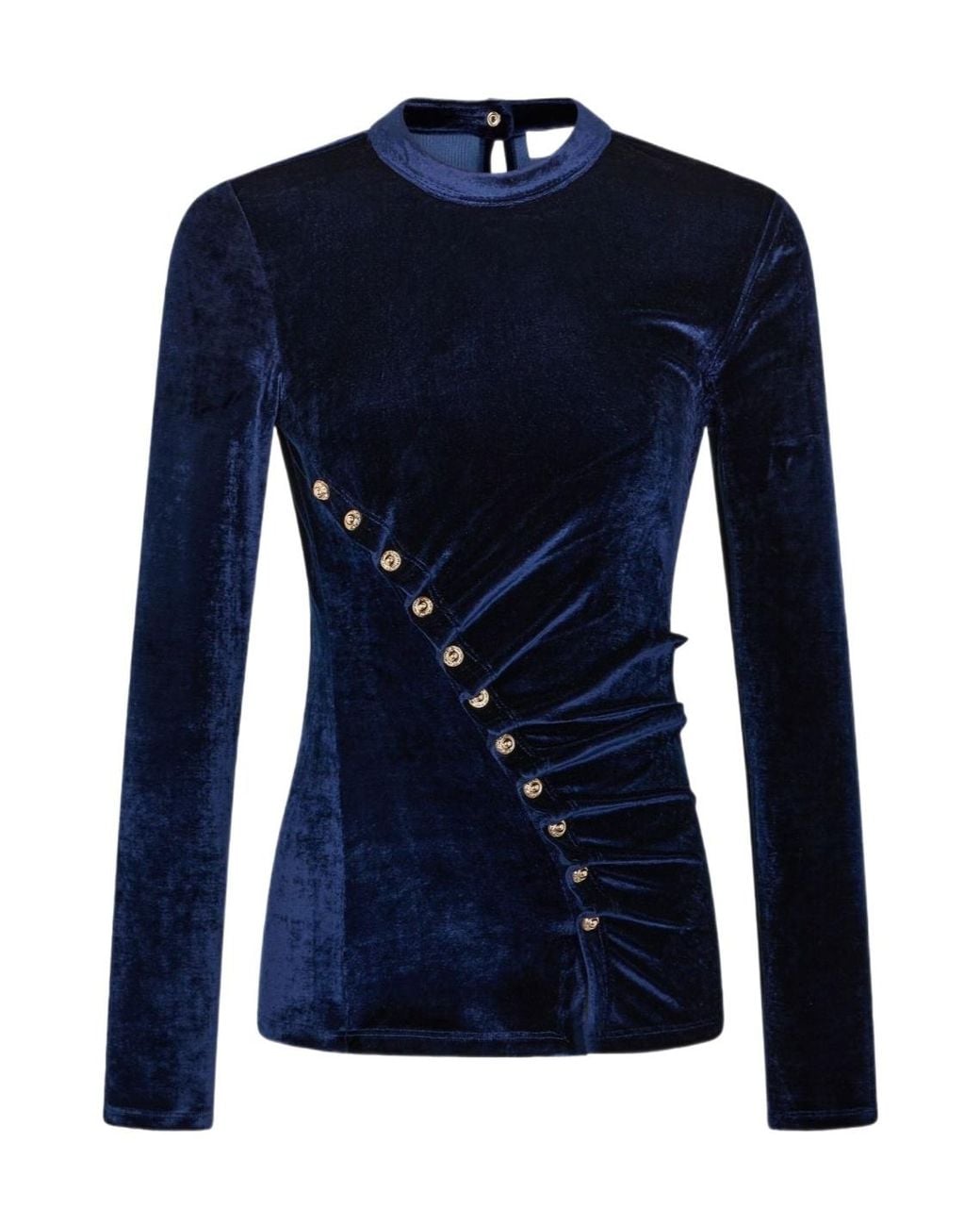 Rabanne Blue Draped Velvet Top