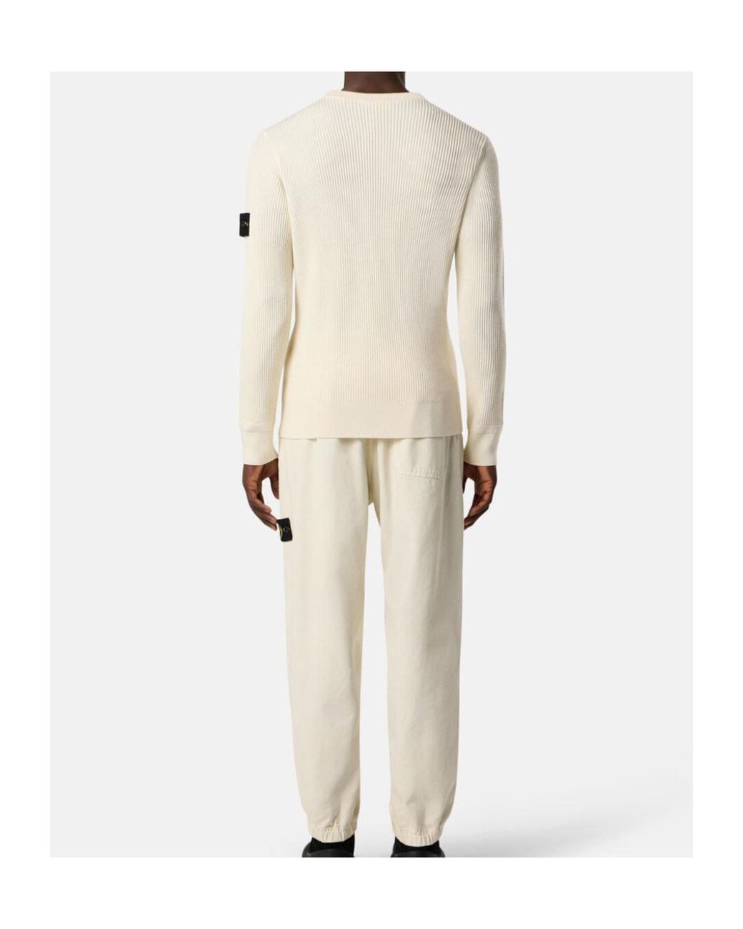 Stone Island Natural Logo Patch Elasticated Hem Trousers for men