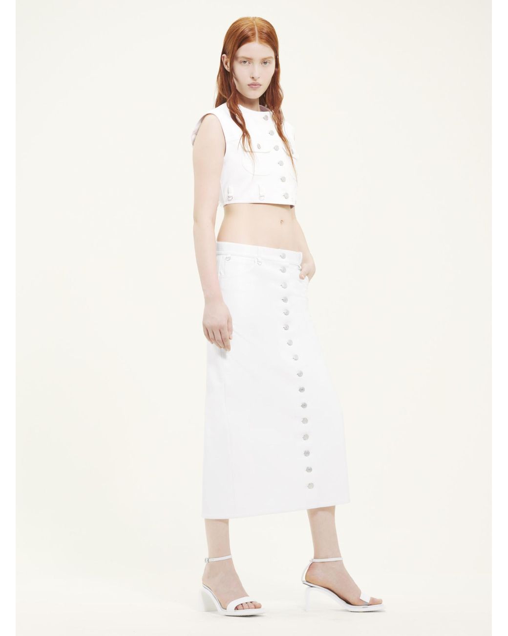 Courreges White Courrèges Button-Up Vinyl Skirt