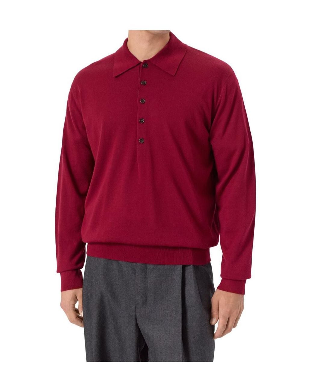 Dries Van Noten Red Wool Polo Shirt for men