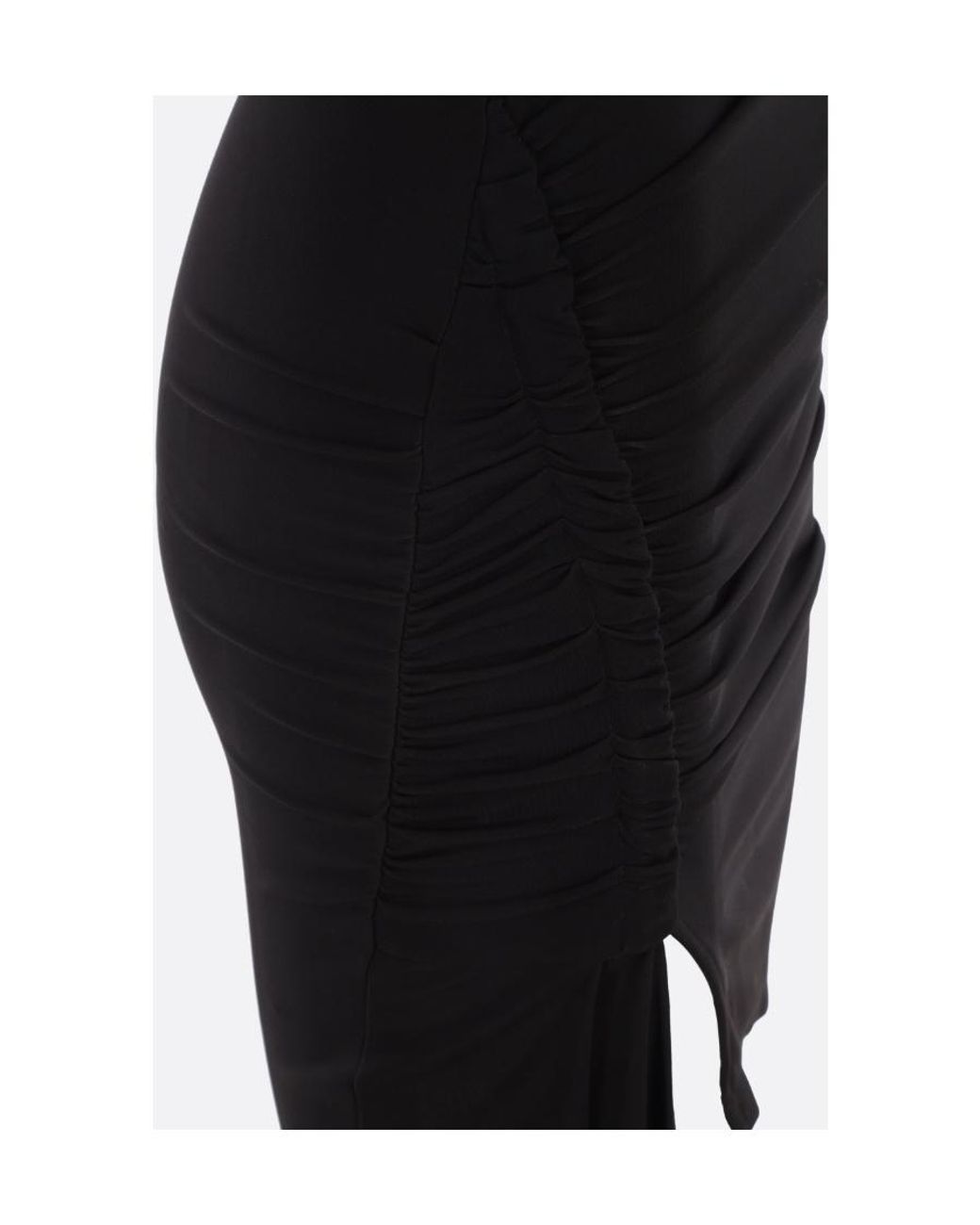 Off-White c/o Virgil Abloh Black Asymmetric Ruched Long-Sleeved Mini Dress