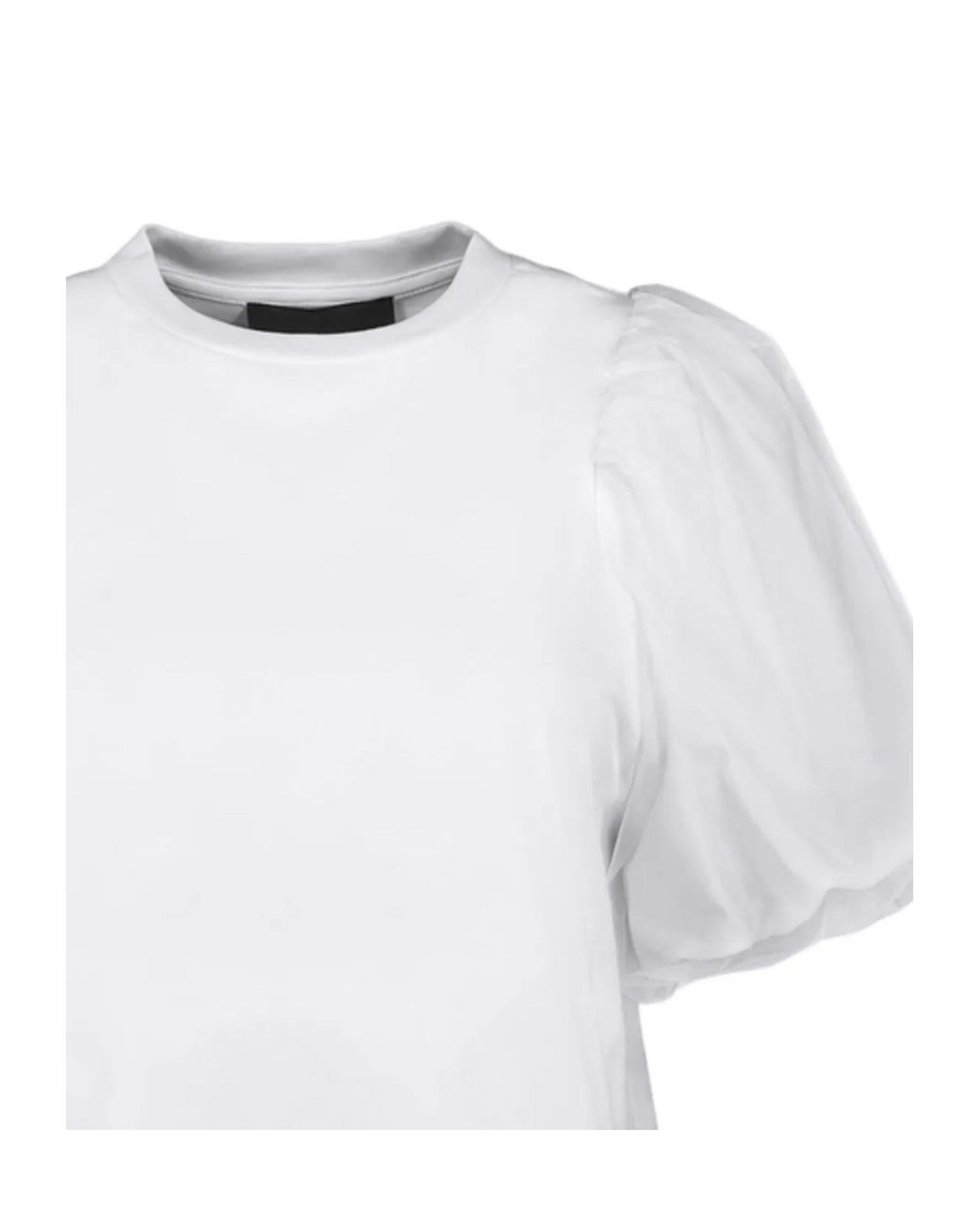 Simone Rocha White Lace Detailed Puff-Sleeved T-Shirt