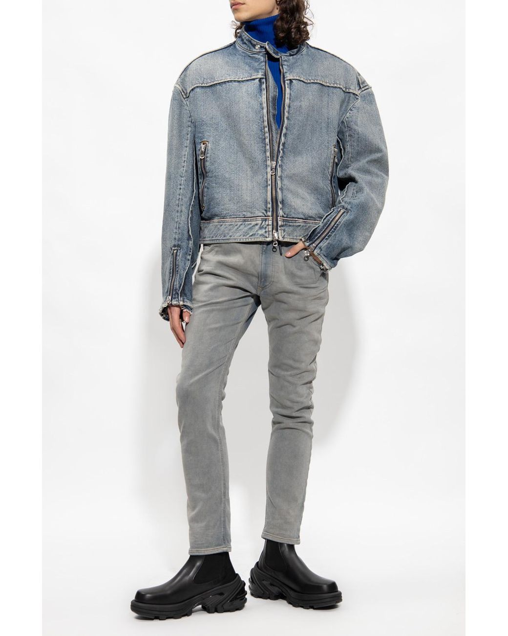 DIESEL Gray Krooley Drawstring Tapered Jogging Jeans for men