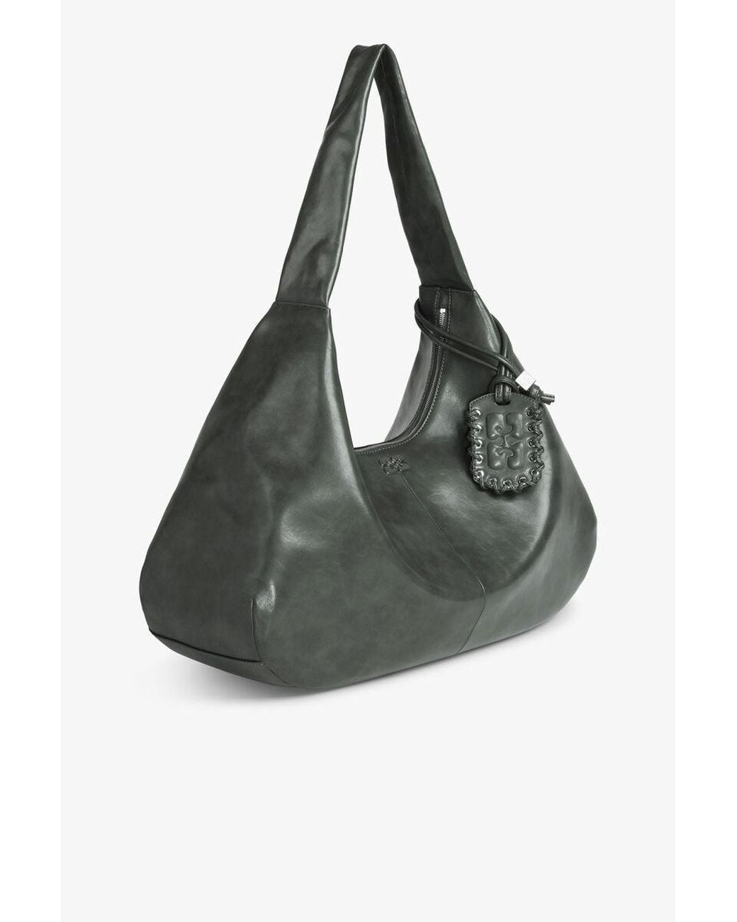Ganni Gray Butterfly Logo Xxl Hobo Bag