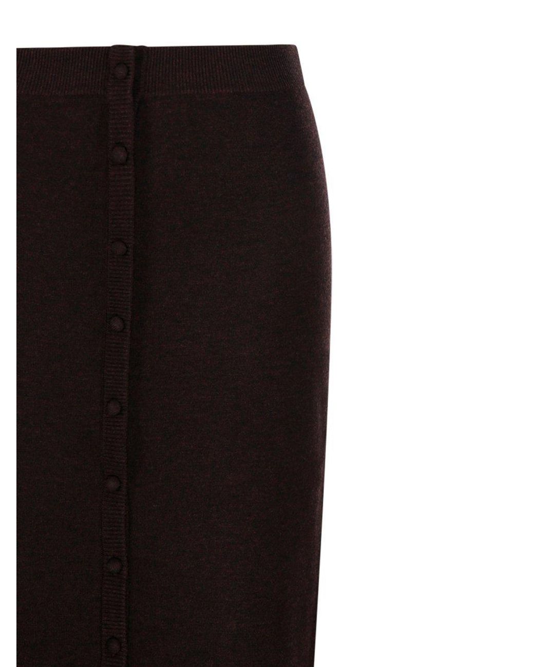 Victoria Beckham Black Button-Decorated Midi Skirt