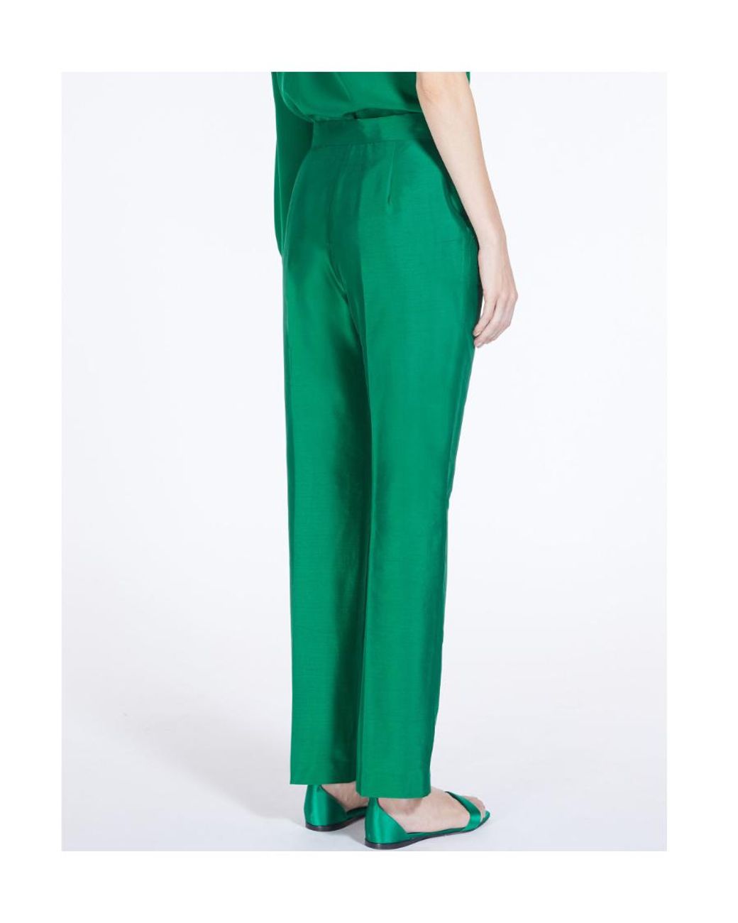 Max Mara Green Ankle-Length Casual Pants