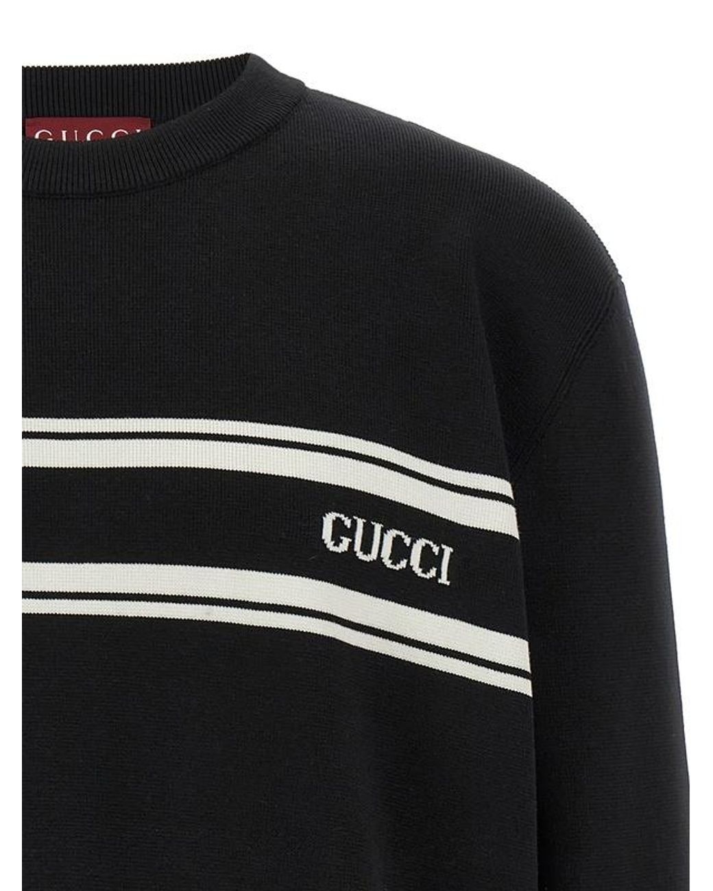 Gucci Black Logo Intarsia Knit Sweater for men