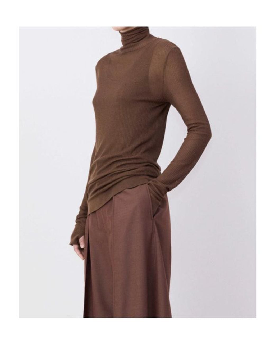 Lemaire Brown Seamless High Neck Top