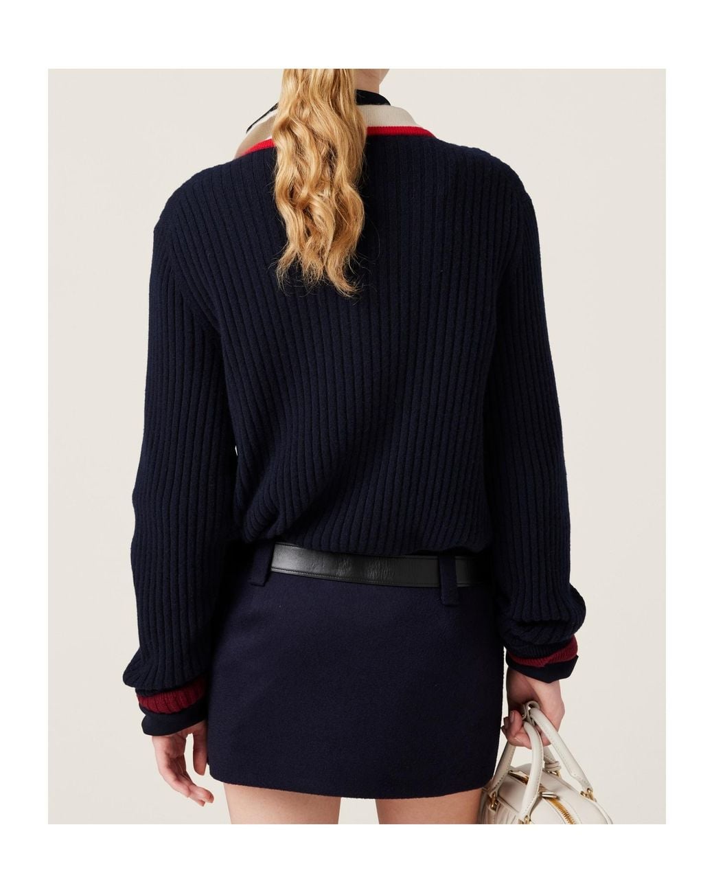 Miu Miu Blue Logo-Detailed Mini Skirt