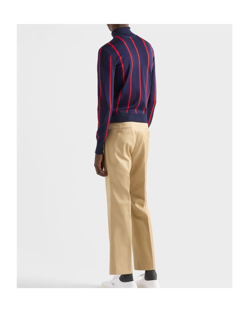 Prada Blue Cotton Turtleneck Sweater for men