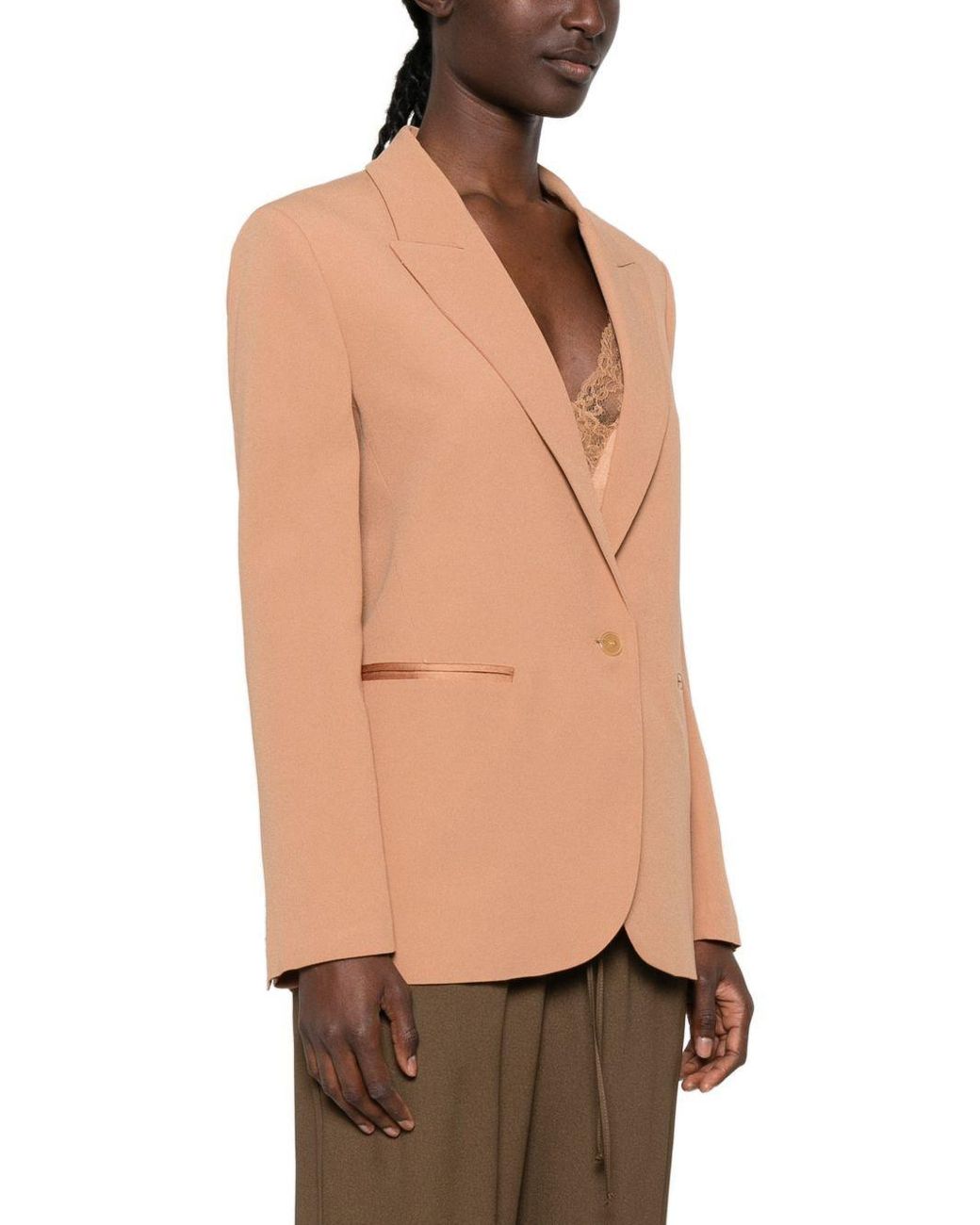 Forte_forte Natural Single-Breasted Peak-Lapel Blazer