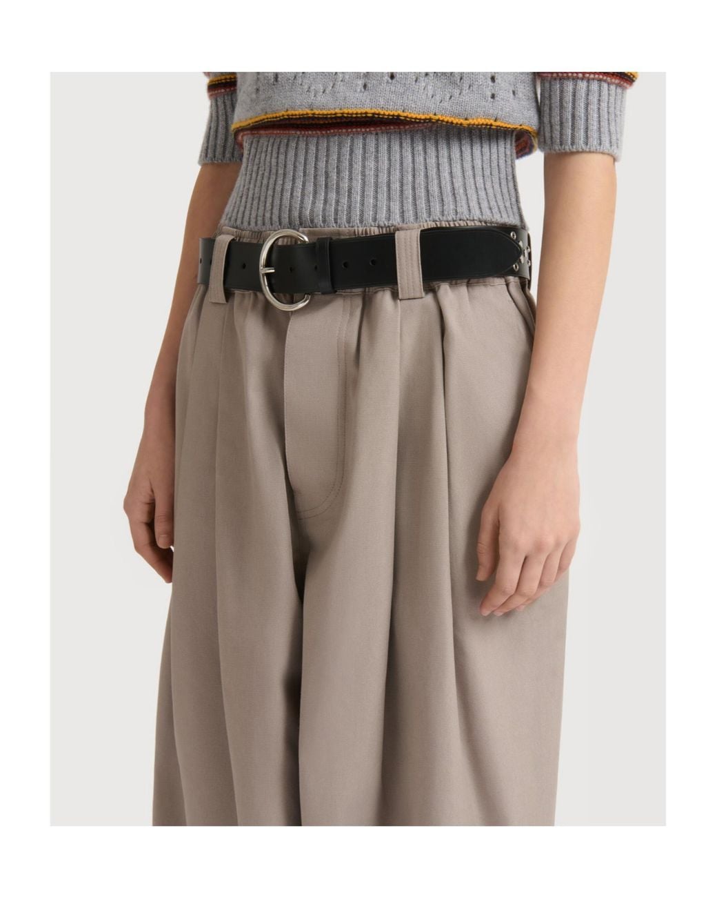 Marni Gray Pleated Turn-Up Hem Trousers