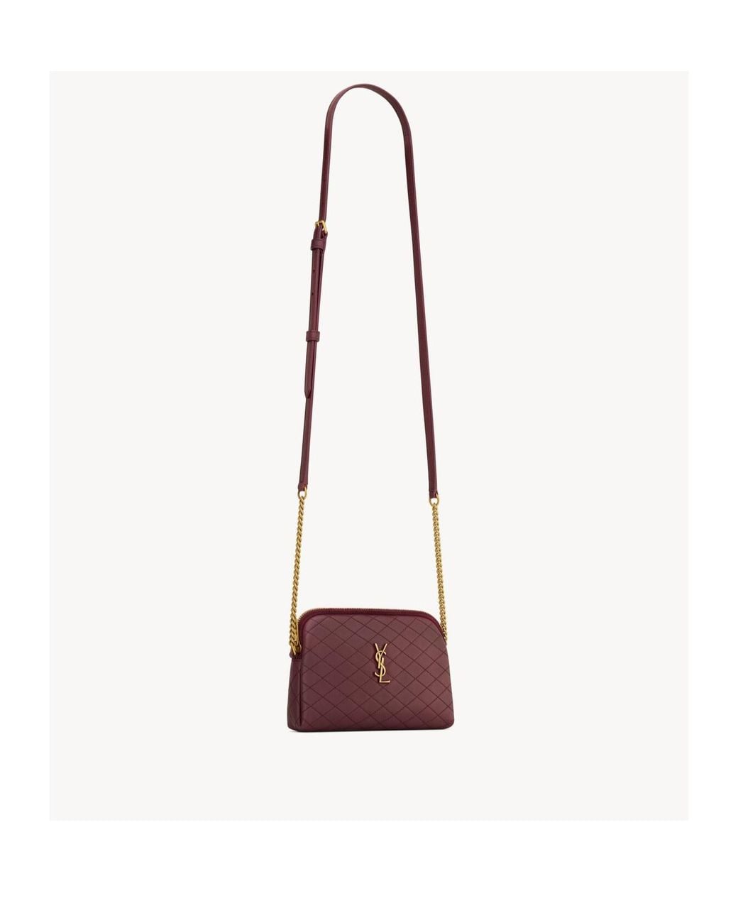 Saint Laurent White Gaby Quilted Chain Pouch