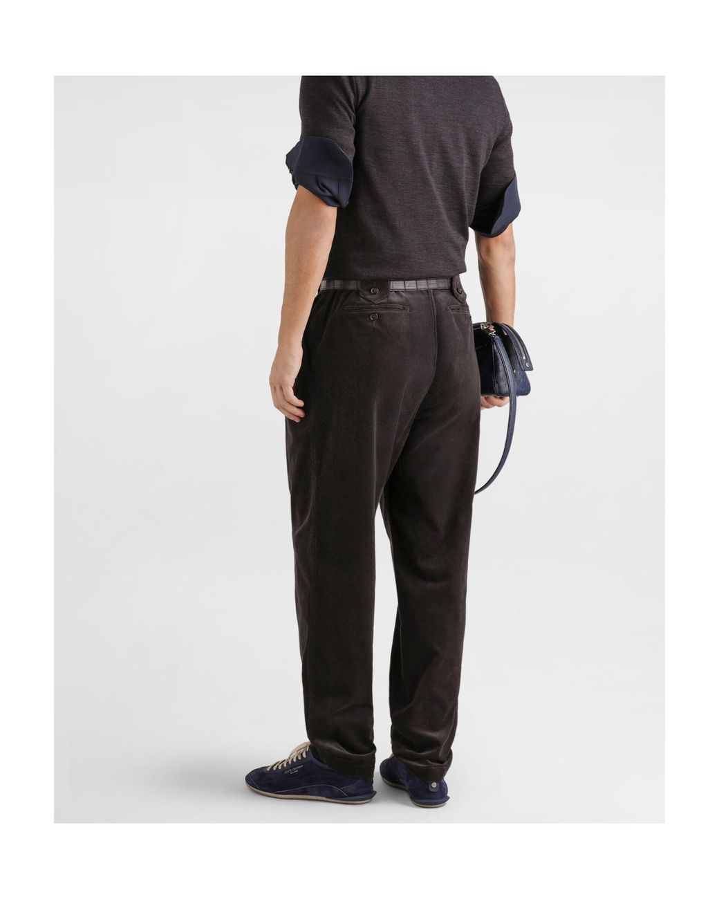 Dolce & Gabbana Black Pleated Velvet Trousers for men
